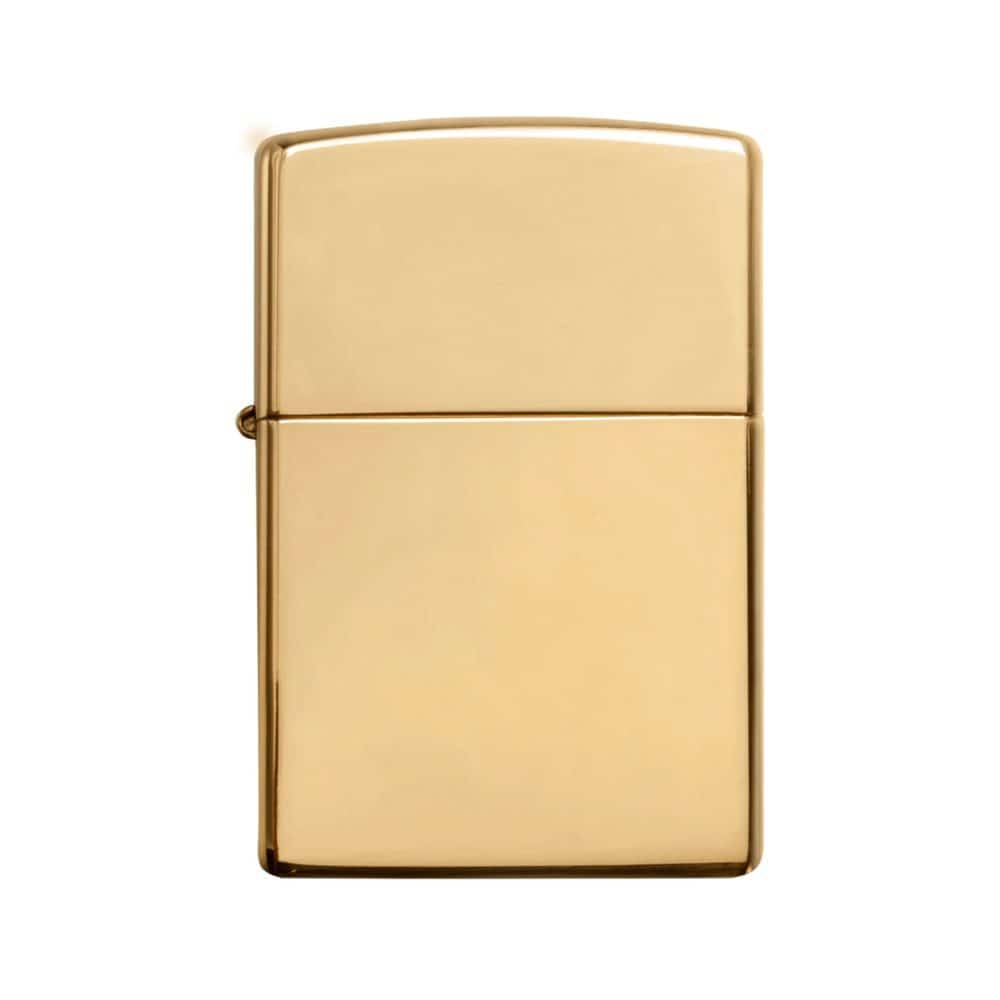 تصویر فندک Zippo طرح High Polish Brass با بدنه طلایی و براق