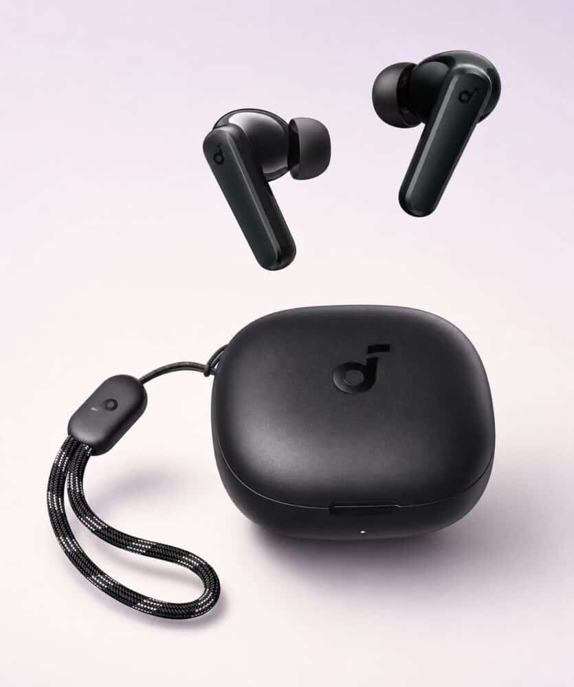 هدفون بی‌سیم مشکی انکر SoundCore R50i همراه کیس شارژ و بند