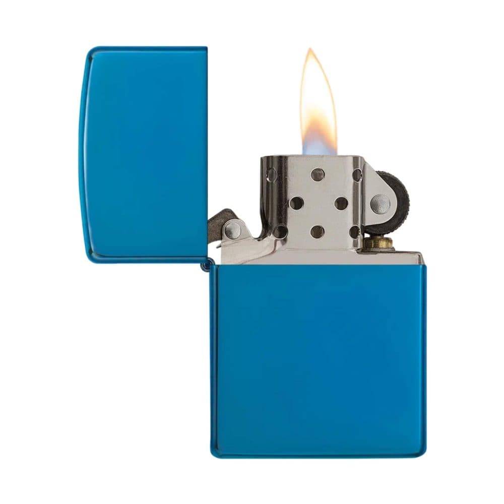 تصویر فندک Zippo مدل Sapphire Design با بدنه آبی براق و طراحی شیک