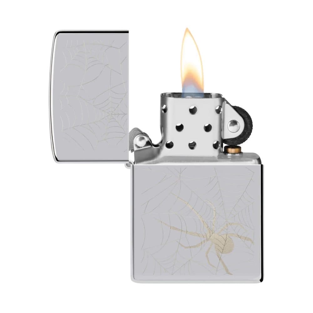 تصویر فندک Zippo طرح Spider Web با طراحی تار عنکبوتی