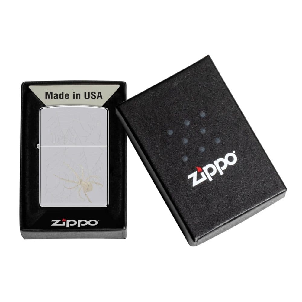 تصویر فندک Zippo طرح Spider Web با طراحی تار عنکبوتی