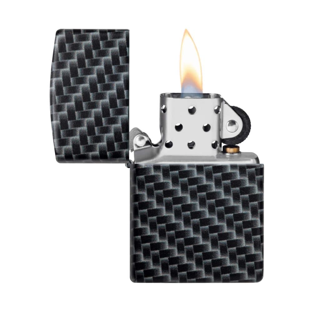تصویر فندک Zippo مدل White Matte با پوشش مات و طراحی فیبر کربن