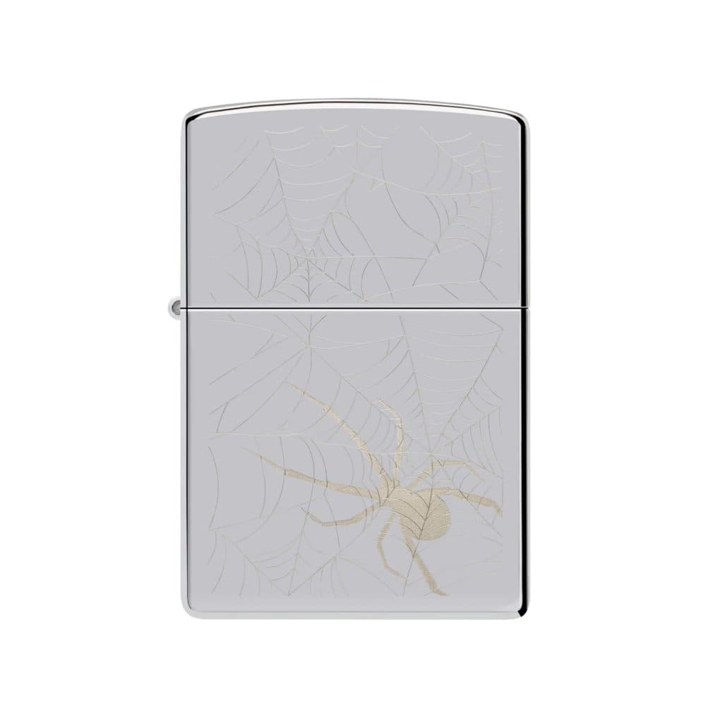تصویر فندک Zippo طرح Spider Web با طراحی تار عنکبوتی