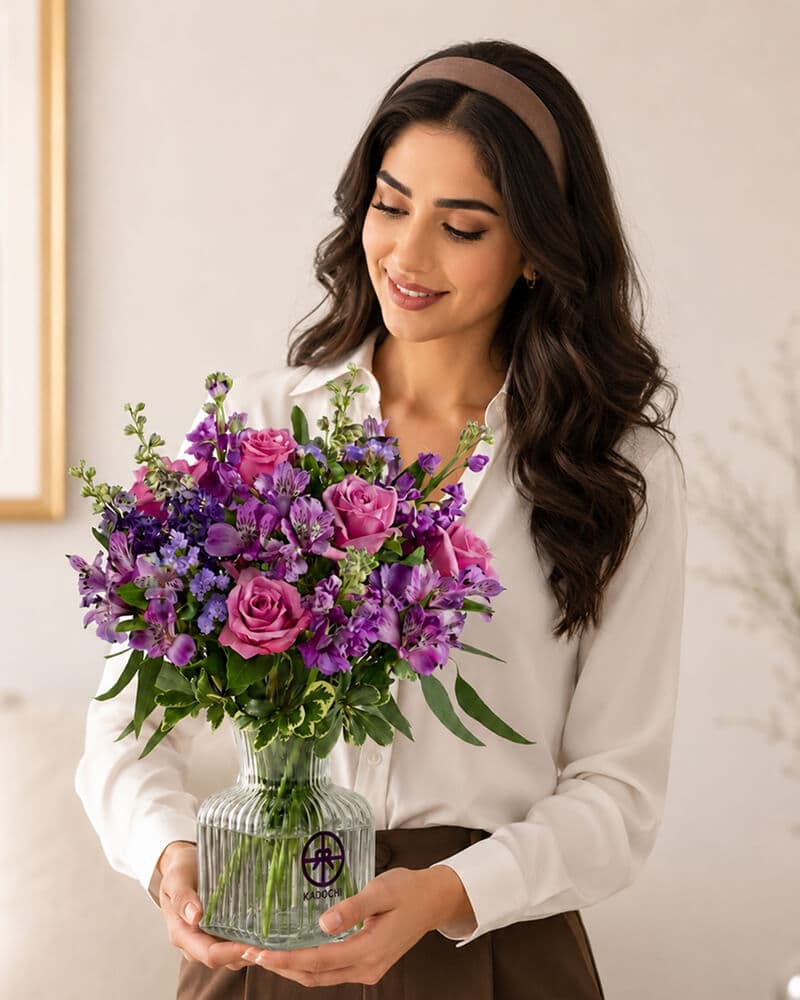 گلدان گل رویای ارغوانی