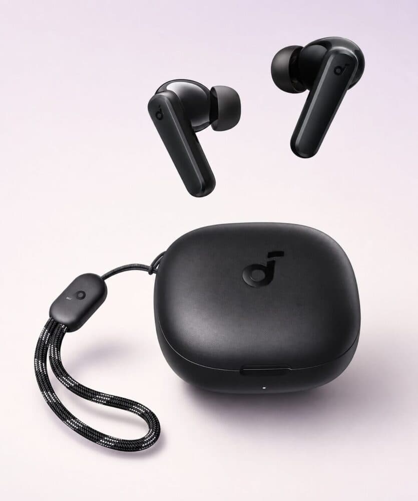 هدفون بی‌سیم مشکی انکر SoundCore R50i همراه کیس شارژ و بند
